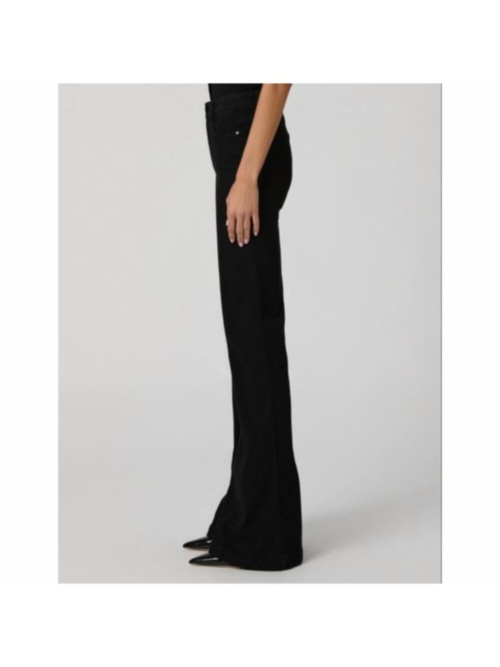NWT PAIGE Genevieve Flare Jeans Black Shadow High Rise Size 27 - Picture 7 of 12